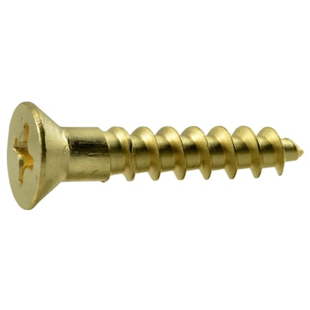 Midwest Fastener Wood Screw, #9, 1 in, Plain Brass Flat Head Phillips Drive, 100 PK 02872